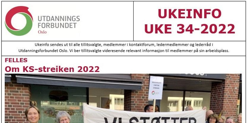 Faksimile av toppen av UKEINFO 34-2022