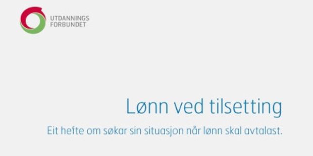 Forsidebilde av brosjyren med teksten: "Lønn ved tilsetting". Illustrasjon