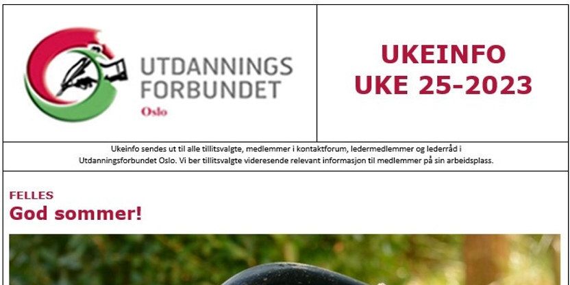 Faksimile av toppen av UKEINFO 25-2023