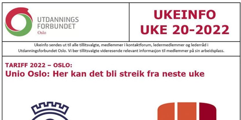 Faksimile av toppen av UKEINFO 20-2022