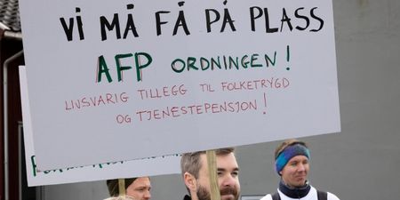 Plakat med påskriften "Vi må få på plass AFP-ordningen".