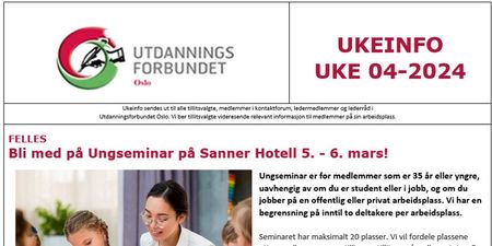 Faksimile av toppen av UKEINFO 04-2024