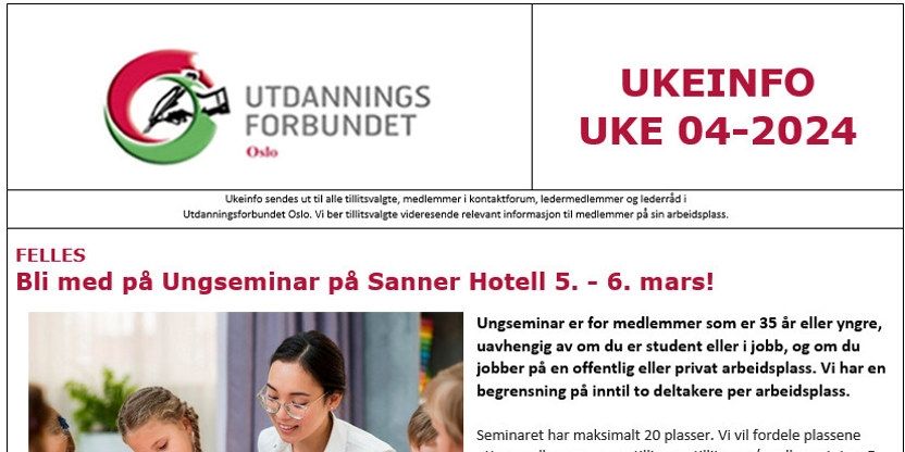 Faksimile av toppen av UKEINFO 04-2024