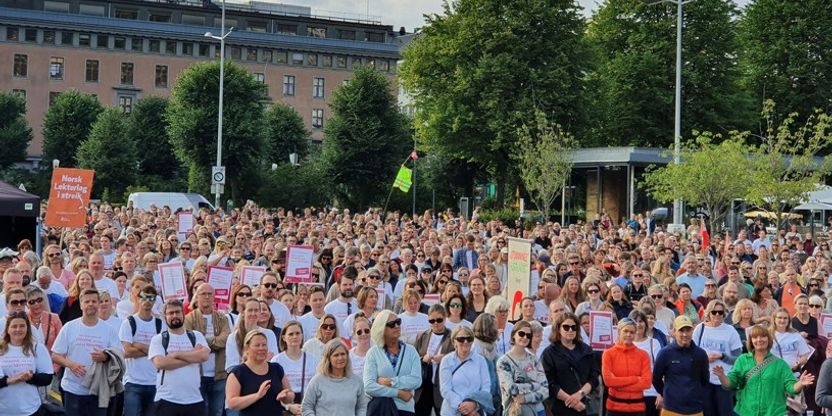 Fra streiken ved Gimle oppveksttun.