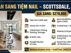 Sang Nhượng Tiệm Nail Scottsdale – Doanh Thu $750K – Giá $270K