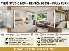 Cho Thuê Studio Mới - Renton 98059 - Đầy Đủ Nội Thất