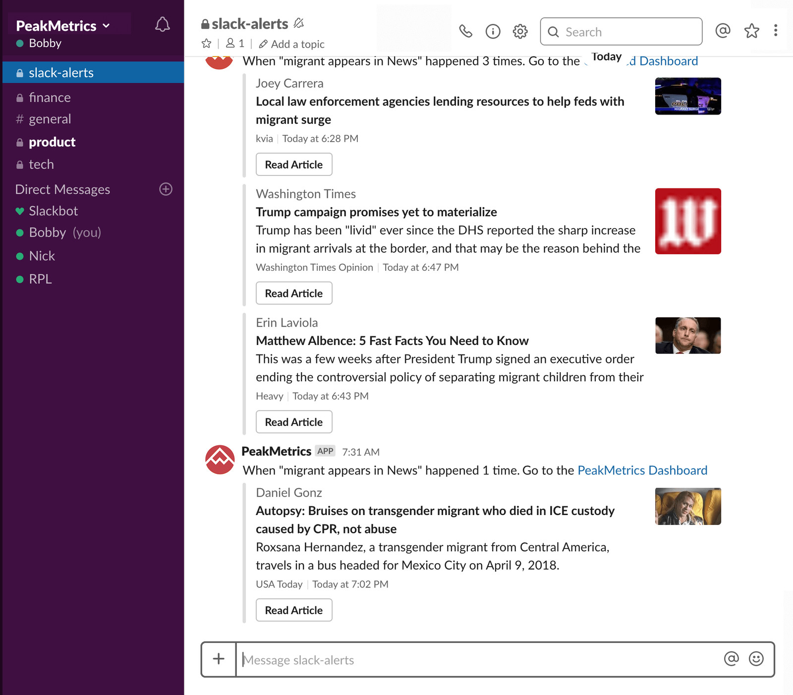 Slack Integration screenshot