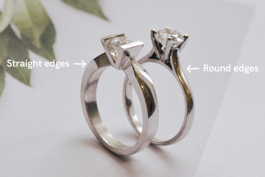 Round solitaire engagement rings straight vs round band