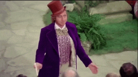Willy Wonka and the chocolate factory bowing gif