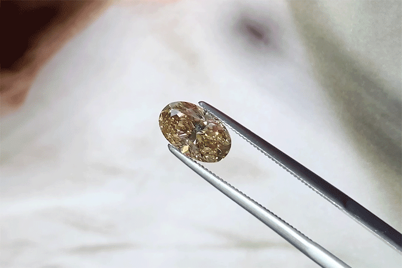 Champagne color oval diamond