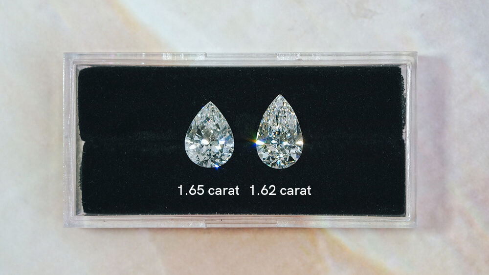 pear shaped diamond ring different carats