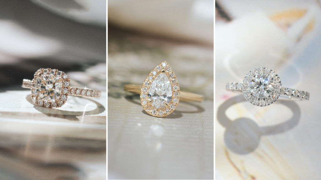 Different seamless halo engagement rings