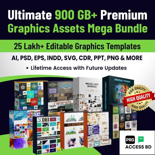 Ultimate 900GB+ Premium Graphics Assets Templates Mega Bundle – 25 Lakh+ Editable Graphics Suite
