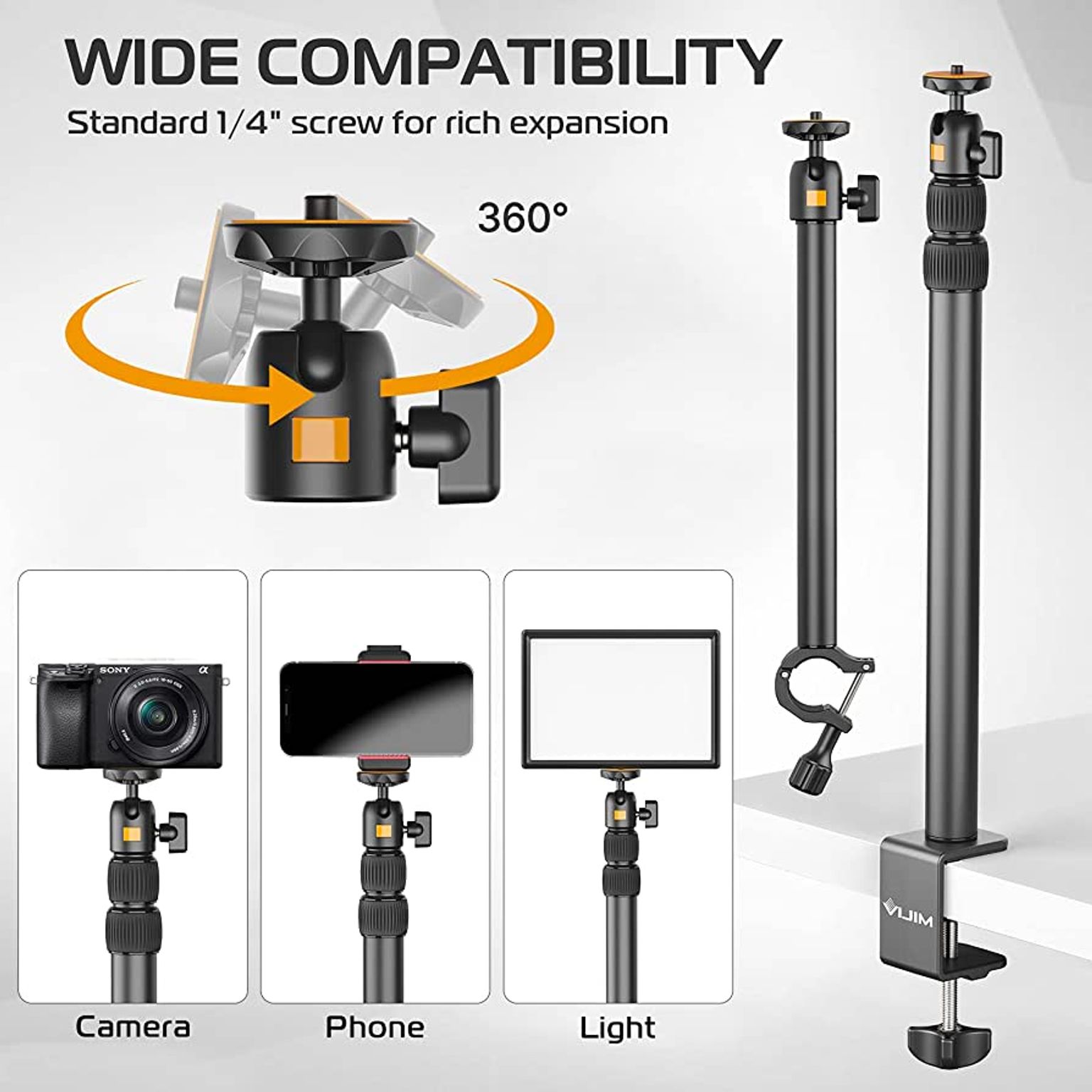 New! Overhead Desk Mount Stand for DSLR, DSLR & Ring Lights (Ulanzi VIJIM-LS02)