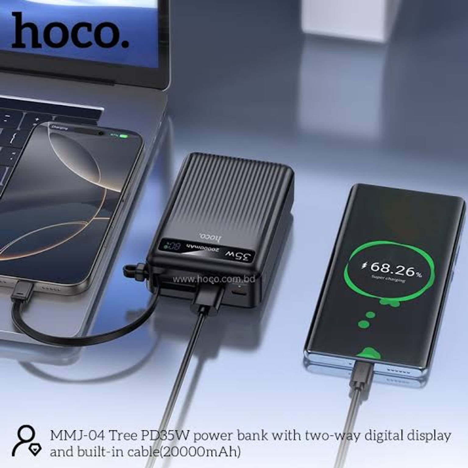 HOCO MMJ-04 20000mAh 35W PD Fast Charging Power Bank angle 3