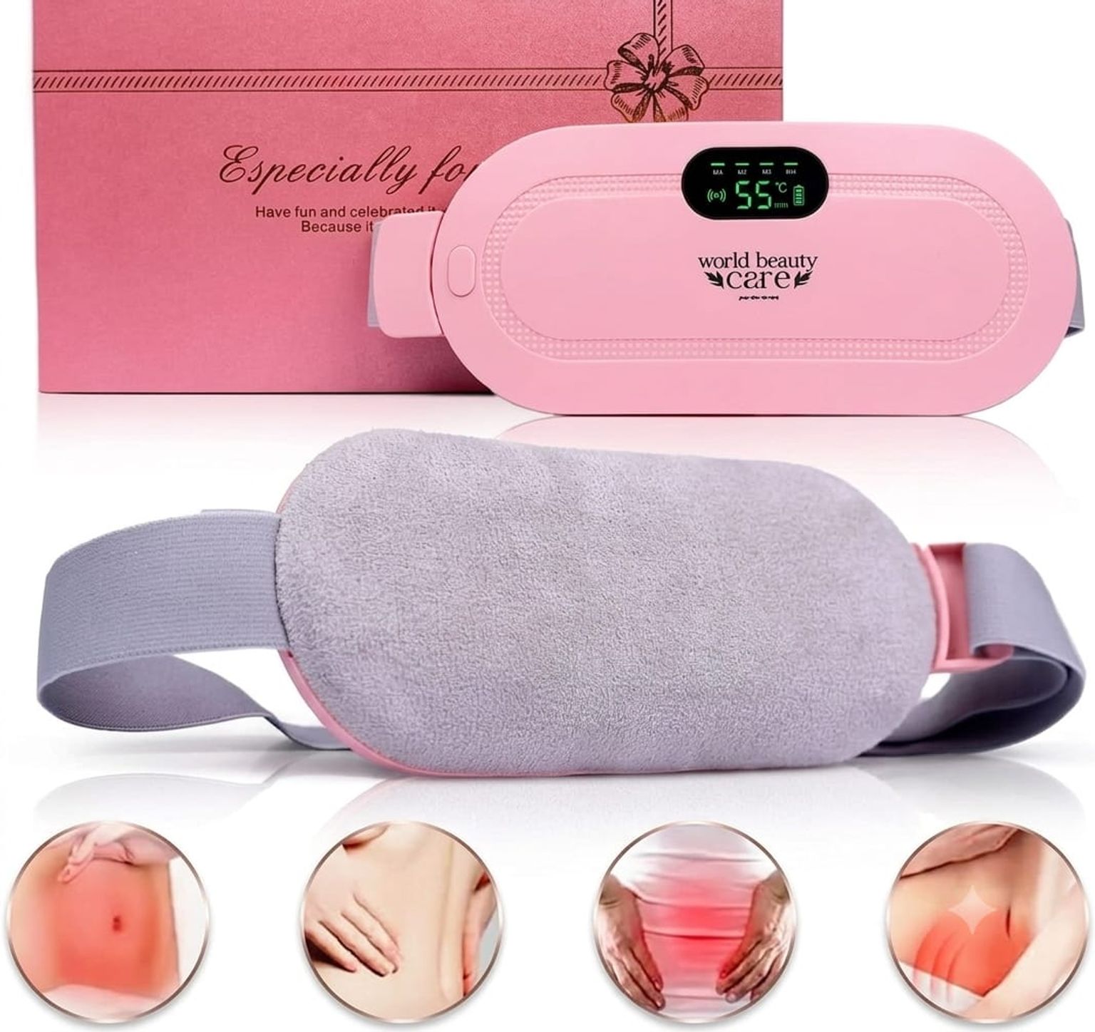 Heating pad for Period Cramps and Vibration sliming Massage belt angle 2