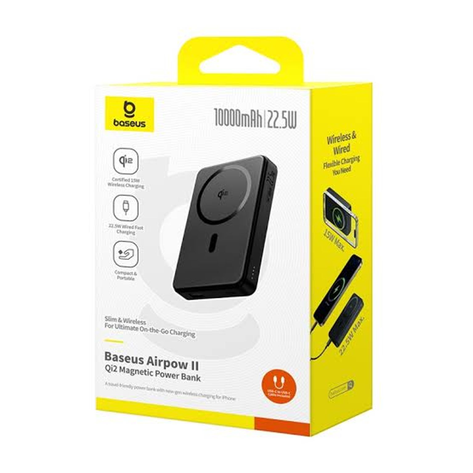 Baseus Airpow II Qi2 22.5W Magnetic Power Bank - 10000mAh angle 3