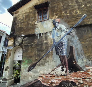 The Indian Boatman street art 1