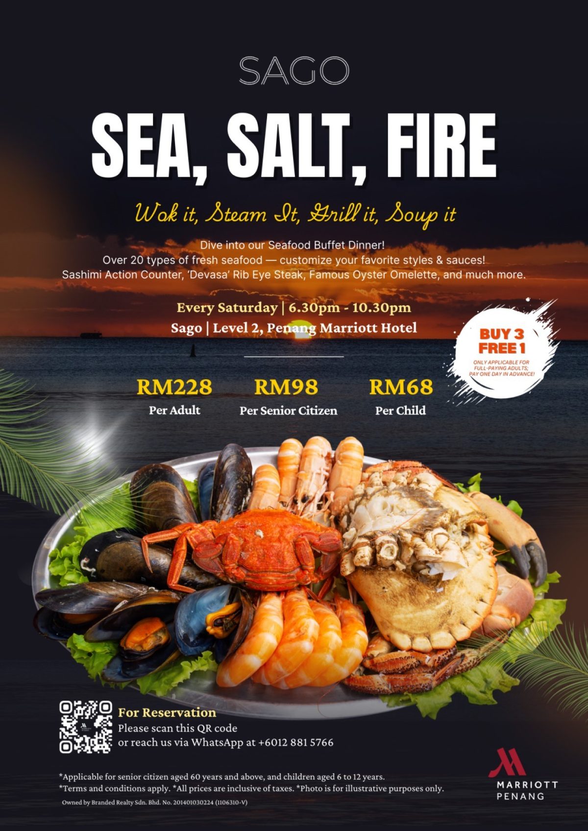 Sea, Salt, Fire Seafood Buffet Dinner by Penang Marriot Hotel