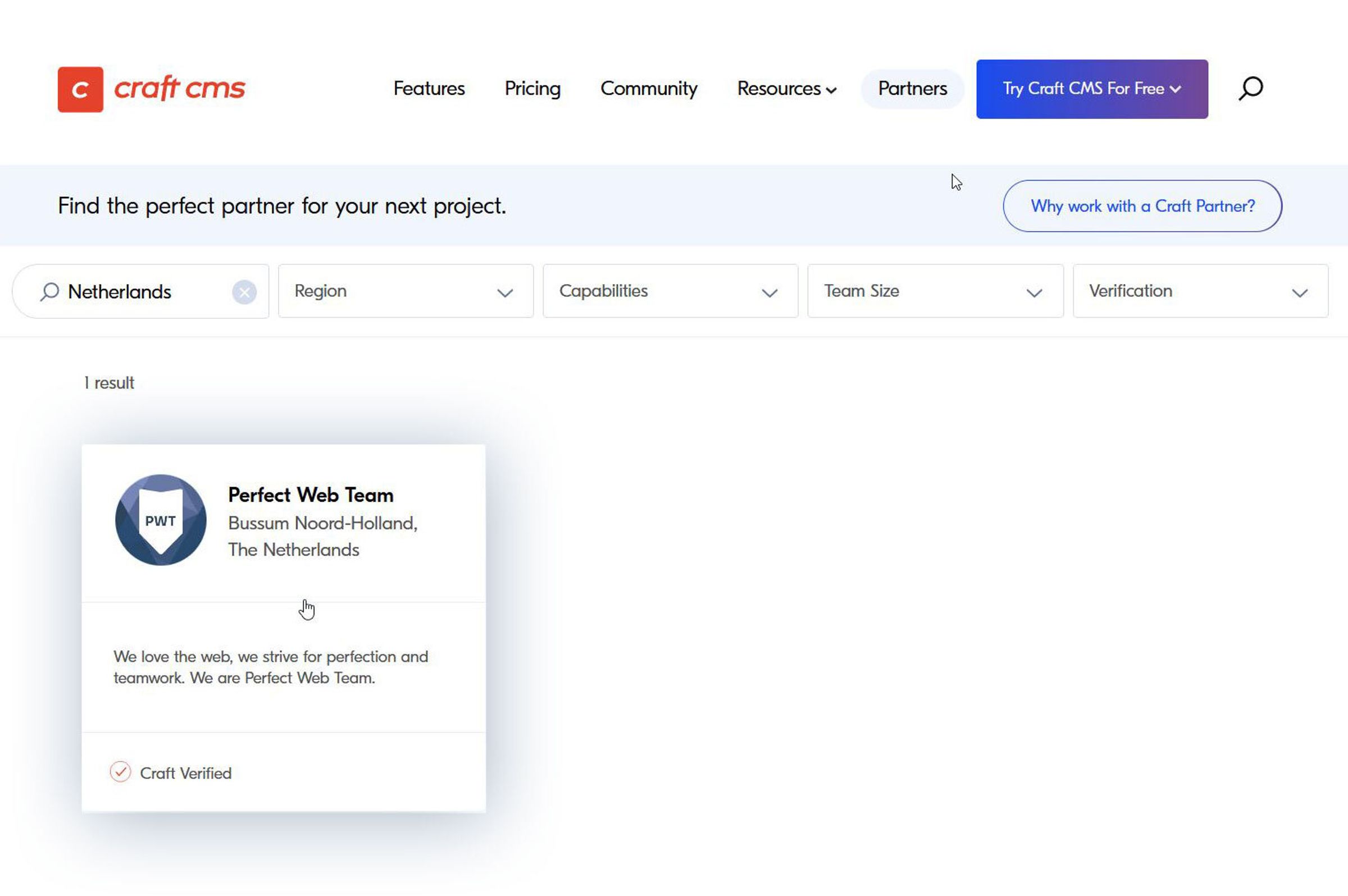 Craft verified partner list