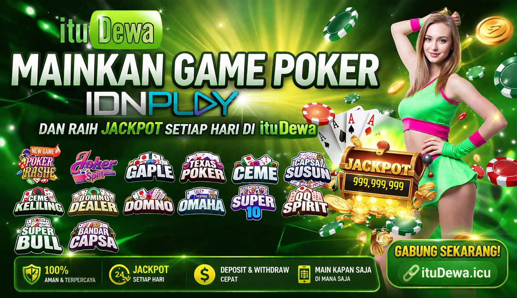 Mainkan Game Poker IDN Play dan raih Jackpot Setiap Hari di ituDewa