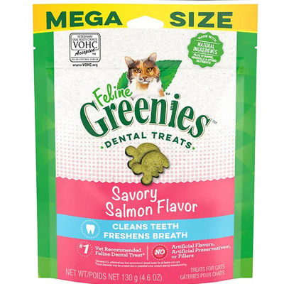 Greenies Feline Dental Chews - 130g Mega Size Salmon Flavour
