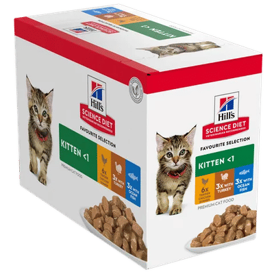 Hill's Science Diet Kitten Favourite Variety 85gx12pk 6chicken 3turkey 3oceanfish