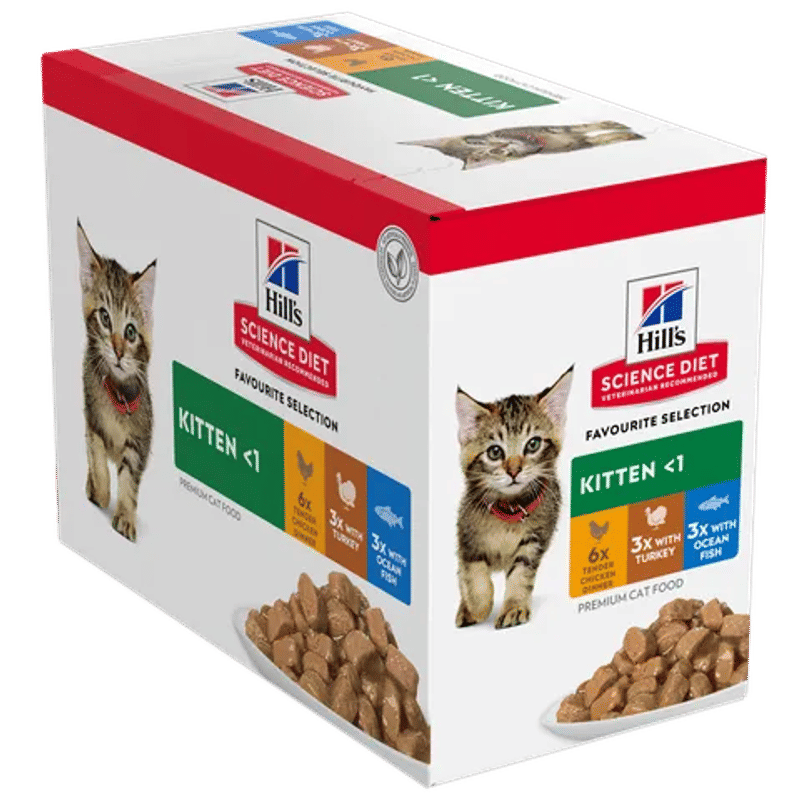 Hill's Science Diet Kitten Favourite Variety 85gx12pk 6chicken 3turkey 3oceanfish
