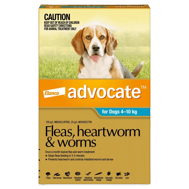 Advocate Fleas, Heartworm & Worms For Dogs 4 - 10kg