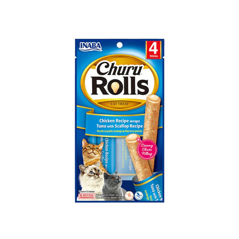Inaba/ciao Inaba Churu Rolls Chicken With Tuna & Scallop Recipe Cat Treats