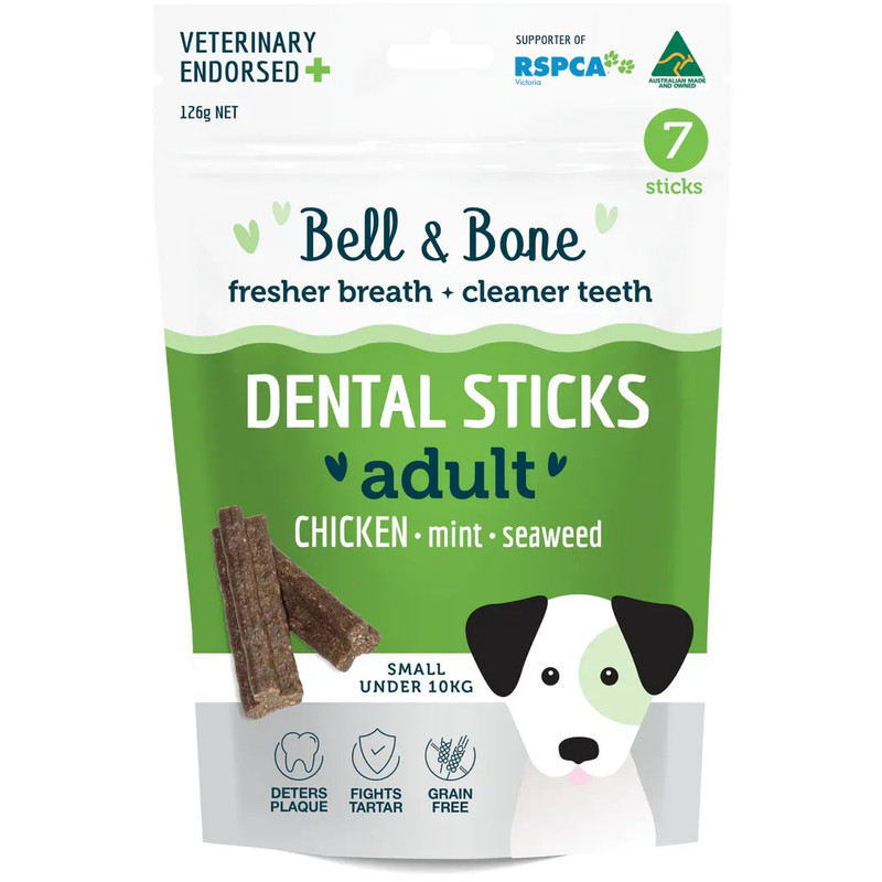 Bell And Bone Dog Dental Sticks - Chicken, Mint And Seaweed Medium - 10-25kg