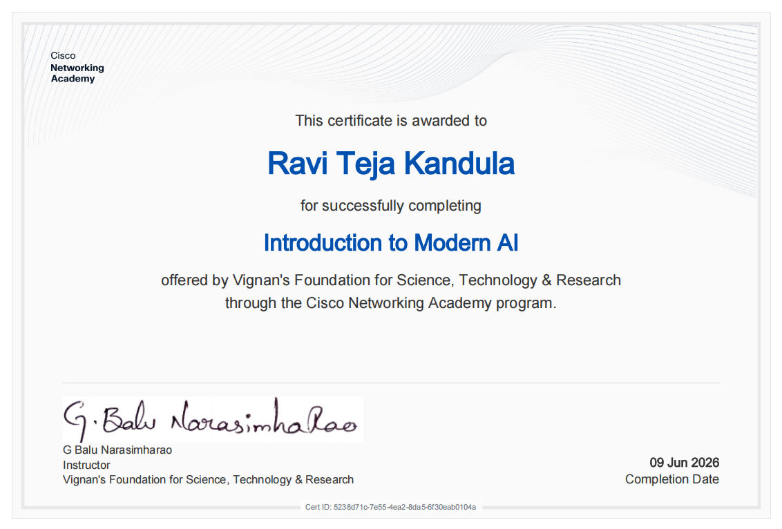 Introduction to Modern AI Certificate