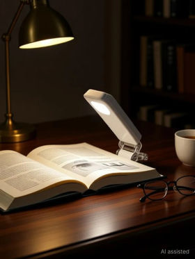 Galox LED Book Reading Light Lamp, Brightness Adjustable, Eye-Protection, Portable Study Lamp (2 cm, White)