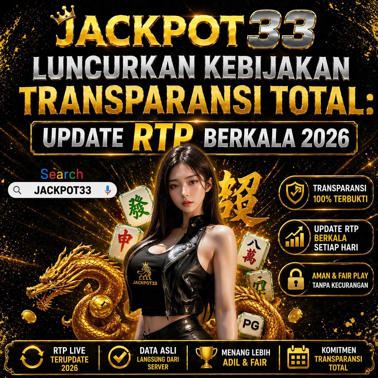 JACKPOT33 ⚡️ Luncurkan Kebijakan Transparansi Total: Update RTP Berkala 2026