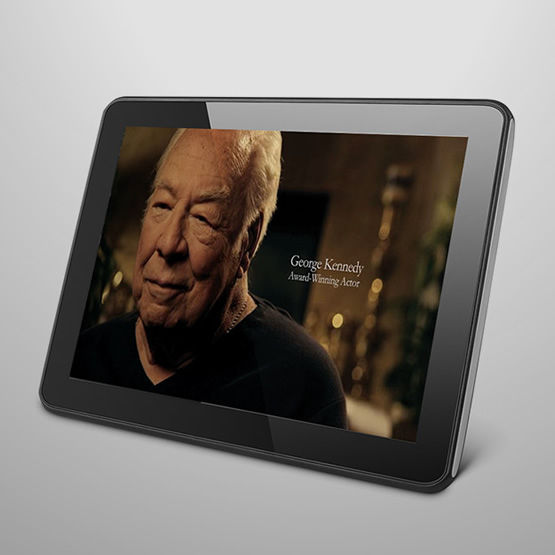 interim healthcare promotional video displayed on tablet