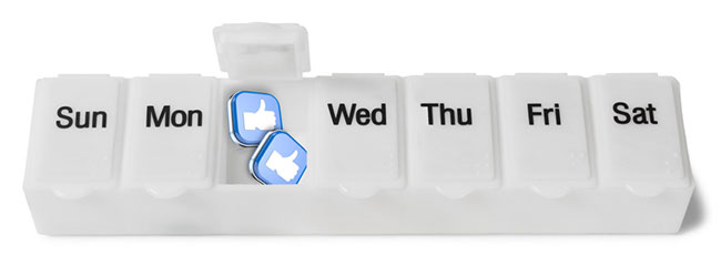 Pill planner with Facebook like symbols in Tuesday