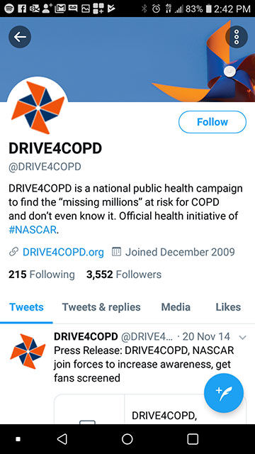 @drive4COPD Twitter page