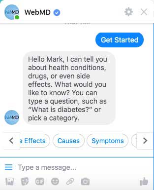 WebMD Chatbot Conversation Prompts