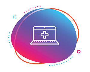 Computer with healthcare plus symbol on screen