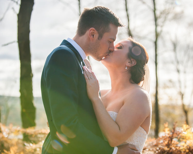 Sunflare wedding kisses in Sheffield