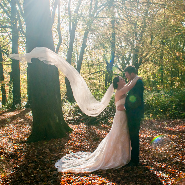 Veil flying in air for Sheffield wedding