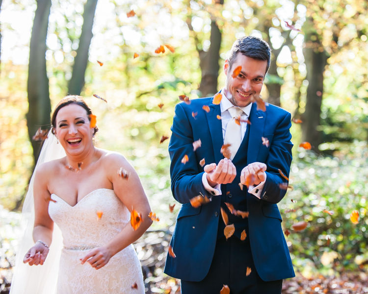 Leaf fight for bride and groom in Sheffield wedding