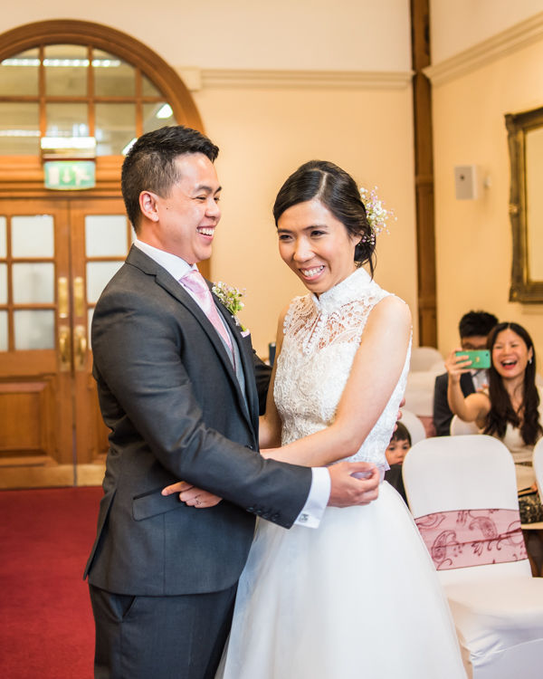 Happy bride & groom - Sheffield Town Hall