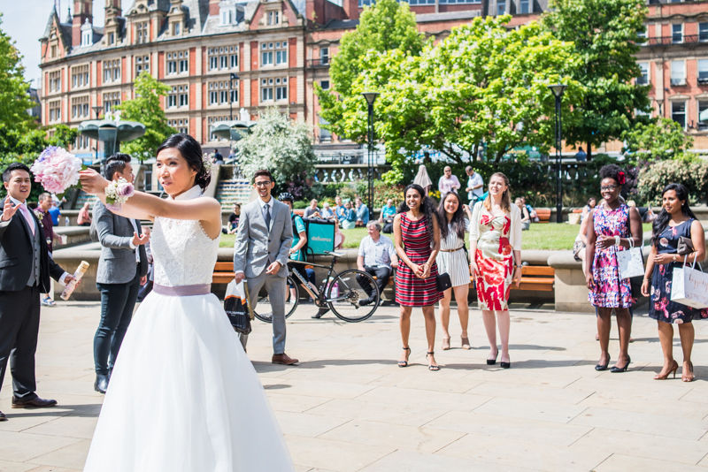 Bouquet toss - Sheffield wedding
