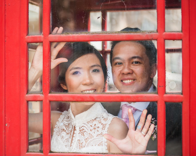 Red phone box in Sheffield for wedding