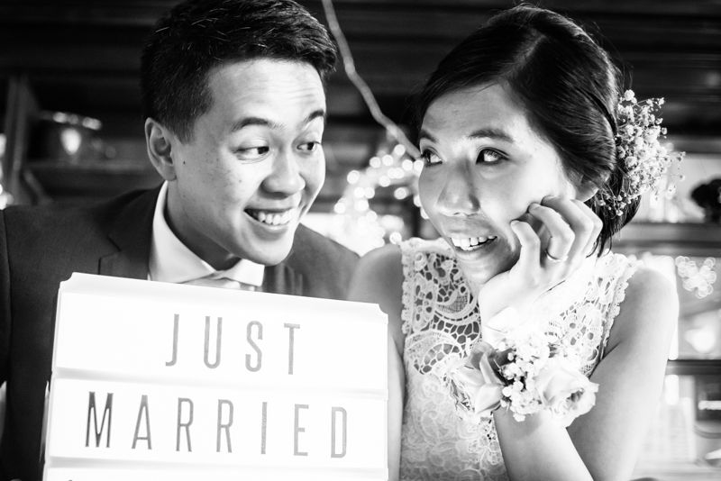 Just married sign in Sheffield wedding
