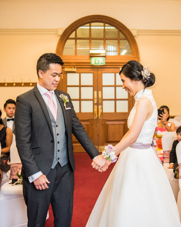Happy bride and groom - Sheffield Town Hall wedding