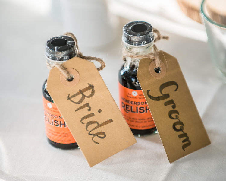 Wedding day favours of Hendersons Relish in Halifax Hall weddings Sheffield