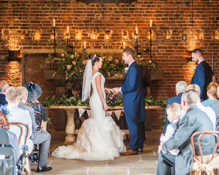 Ring exchange for Joelle & Scott at their Sheffield wedding at Hazel Gap Barn