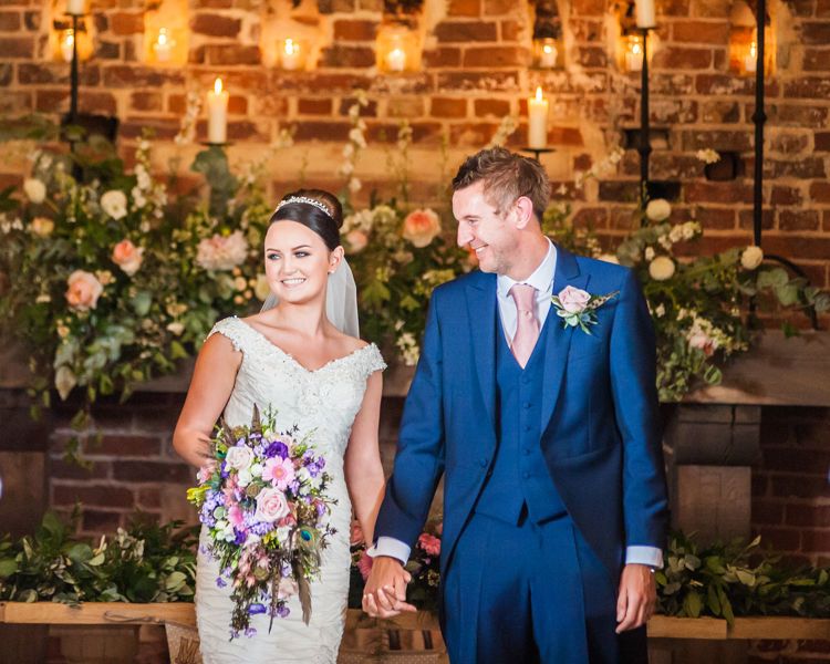 Just married bride and groom at Hazel Gap Barn Sheffield wedding photographers